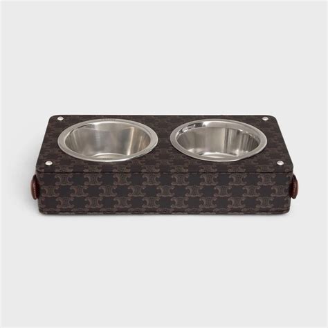 Double Dog Bowl in Nappa Lambskin with Triomphe Canvas 